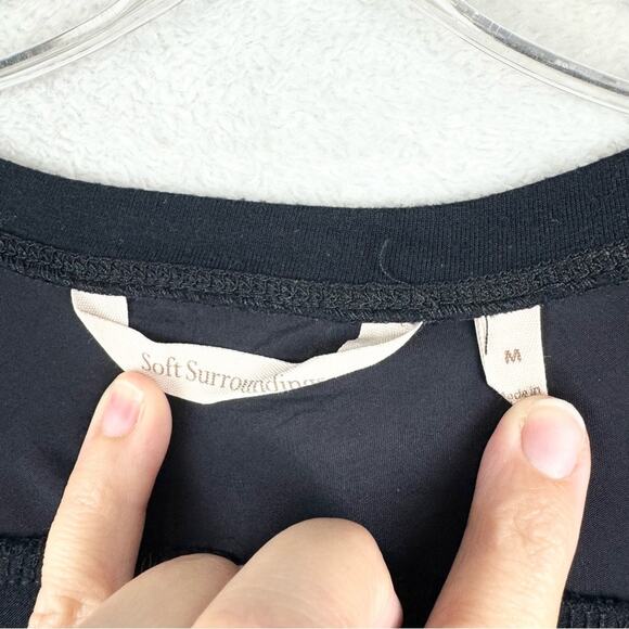 Soft Surroundings Eden Hi-Lo Tiered Short Sleeve Tunic Top Black Size M Minimal - Picture 6 of 12